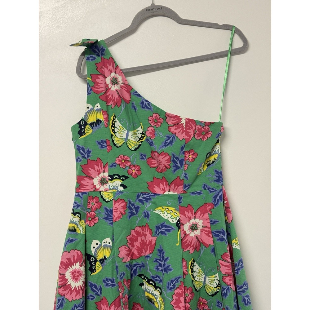 RSVP by Talbots Women's One Shoulder Fit and Flare Dress Sz 10 Green Floral #42‎ - Picture 3 of 10